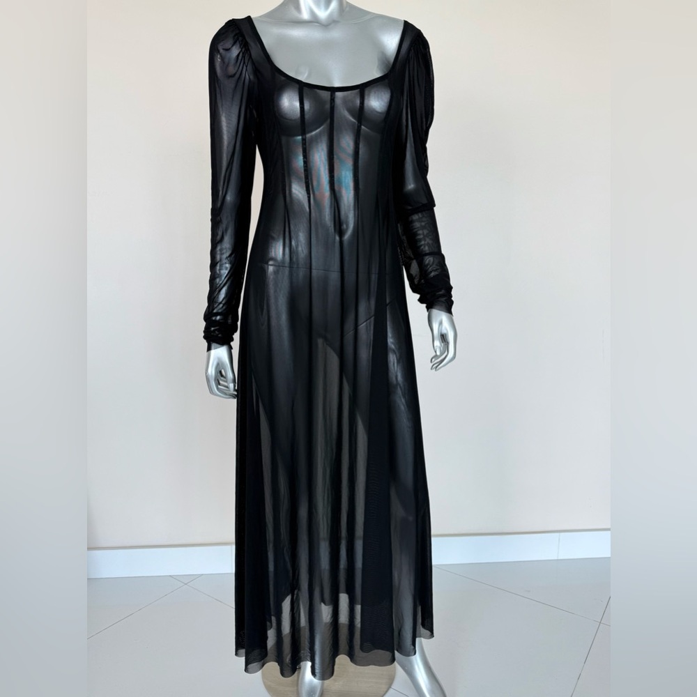 NWT!!! Anthropologie black sheer long dress size M Retail 118$